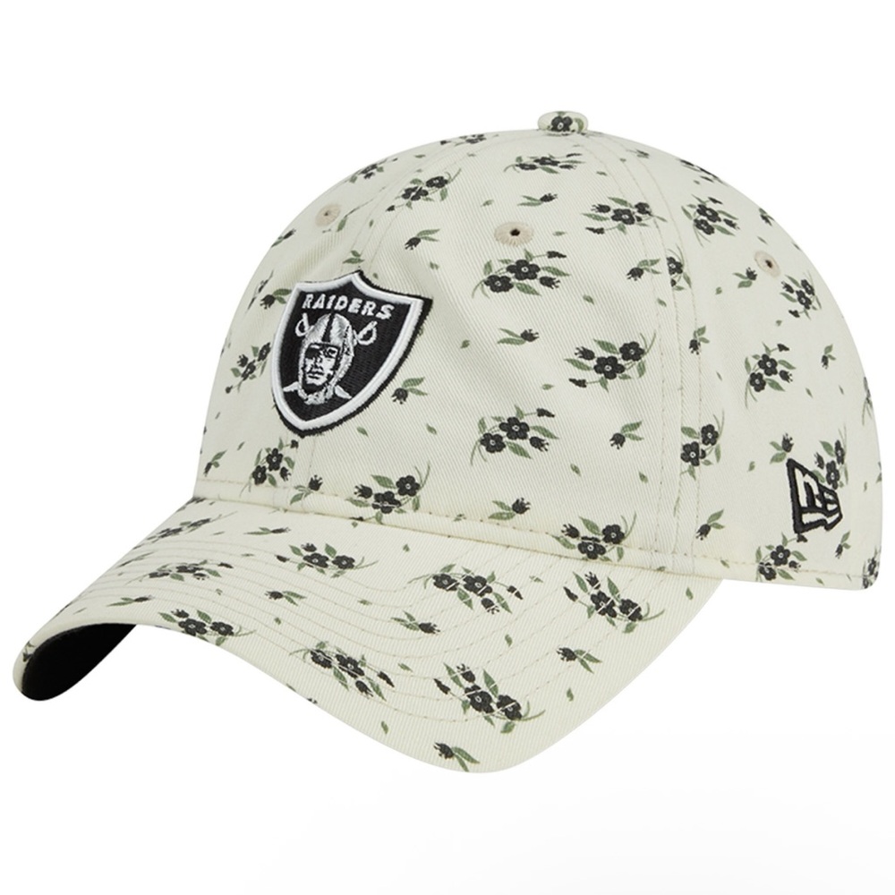 New Era Las Vegas Raiders 9TWENTY Women Floral‎ Adjustable Hat Cream Black NFL